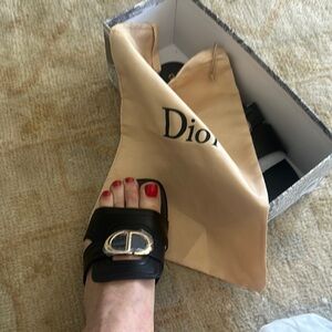 Dior Black Sandals with Silver Buckle